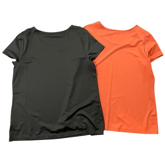 212 Collection Womens Scoop Neck T-Shirts 2-Pack Black & Orange Large - Picture 2 of 16
